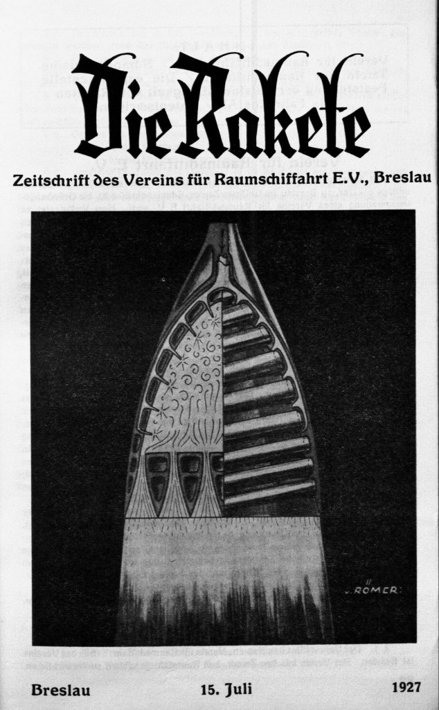 Fig. 6. H. et D. von Römer, Frontispice de la revue Die Rakete, juillet 1927.
