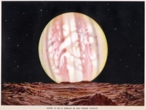 L. Rudaux, Jupiter depuis son satellite Io, Sur les autres mondes, 1937.